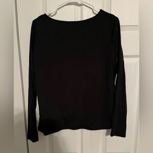 Abercrombie & Fitch Black Bra-Free Cowl-Back Hardware Long Sleeve Top